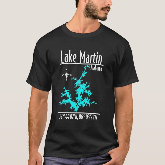 Lake Martin Alabama Nautical Map Coordinates Shirt (Front)