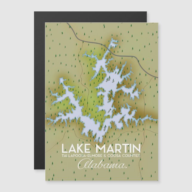 Lake Martin Alabama Travel poster map. (Front/Back)
