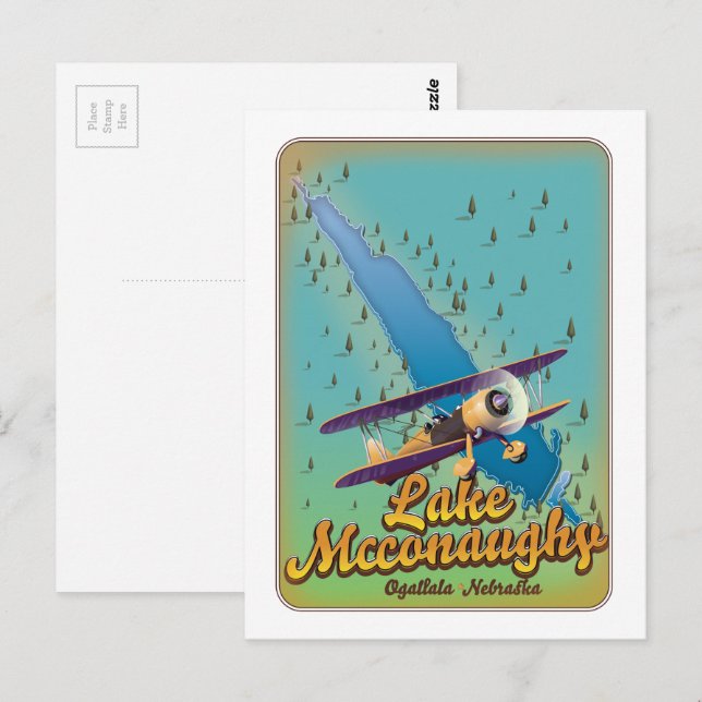 lake mcconaughy vintage travel poster. postcard (Front/Back)
