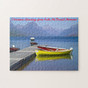 Lake McDonald Glacier Park. Christmas Greetings Jigsaw Puzzle
