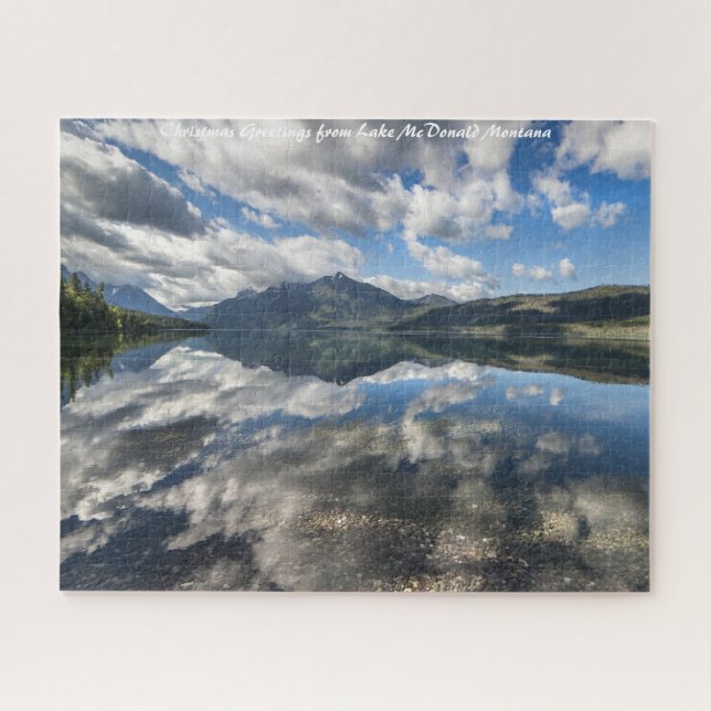 Lake McDonald Glacier Park .Christmas Greetings Jigsaw Puzzle (Horizontal)
