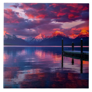 Lake Mcdonald Landscape Montana Tile