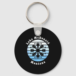 Lake mcdonald montana snowflake christmas winter keychain