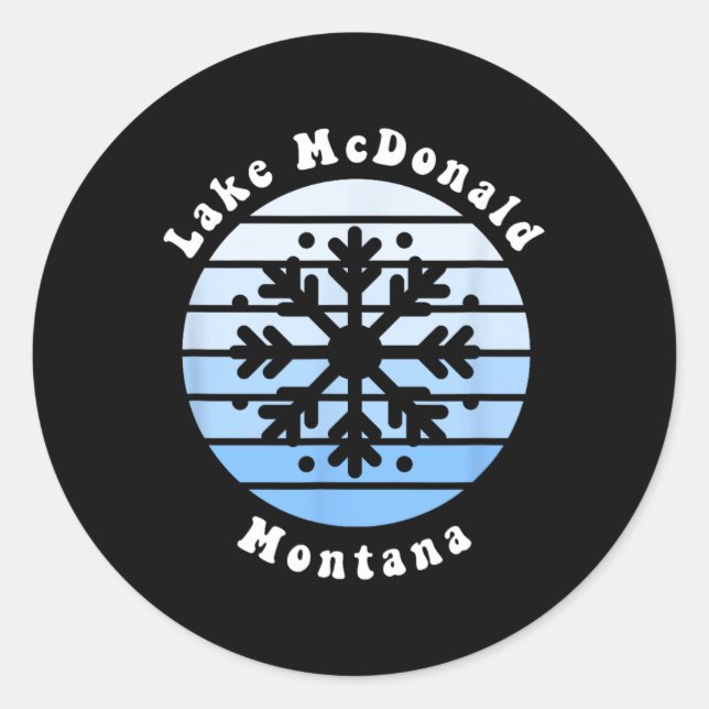 Lake Mcdonald Montana Snowflake Christmas Winter S Classic Round Sticker (Front)