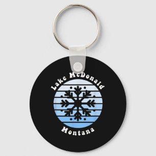 Lake Mcdonald Montana Snowflake Christmas Winter S Keychain