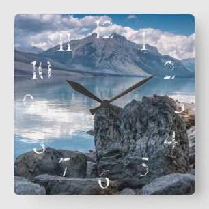 Lake McDonald Square Wall Clock