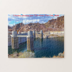 Lake Meade Hoover Dam. Christmas Greetings Jigsaw Puzzle