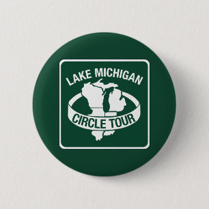 Lake Michigan Circle Tour, Sign, Wisconsin, USA 2 Inch Round Button