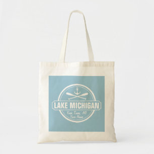 Lake Michigan, custom town, name, anchor, paddles Tote Bag