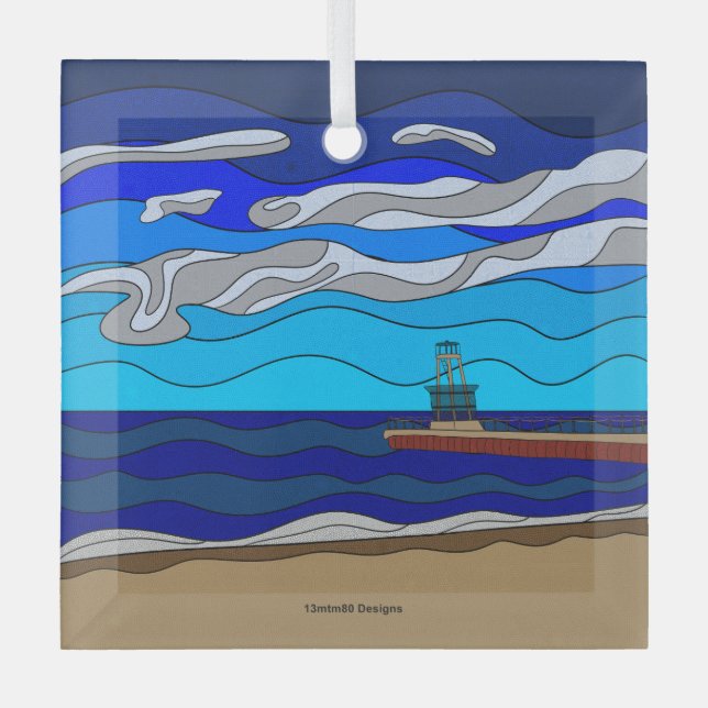 Lake Michigan - Glass Ornament (square) (Front)