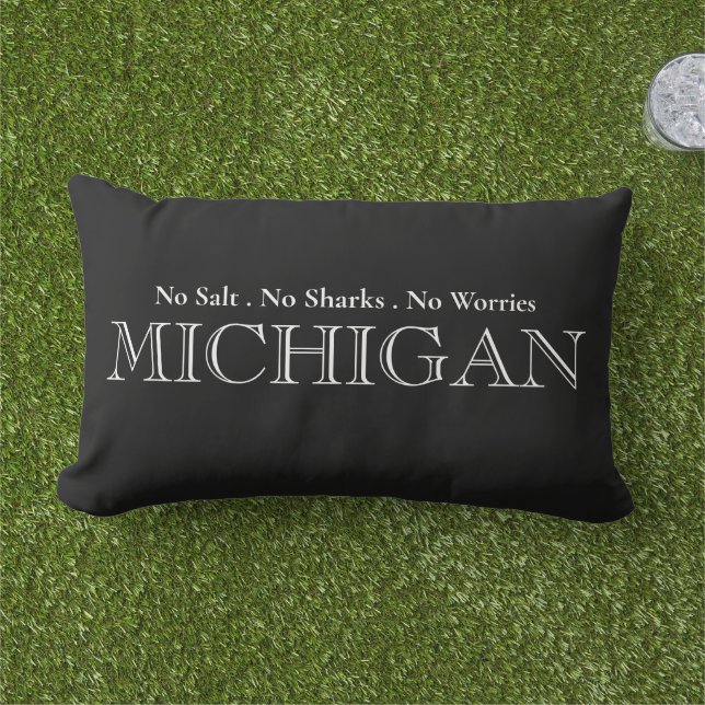 Lake Michigan Great Lake State Lumbar Pillow (Grass)