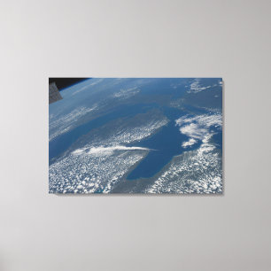 Lake Michigan, Lake Huron And State Of Michigan. Canvas Print