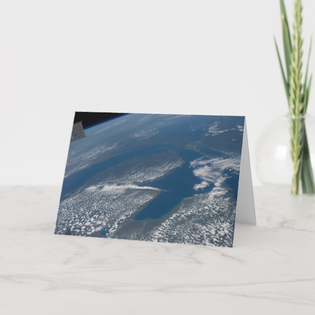 Lake Michigan, Lake Huron And State Of Michigan. Card (Front)