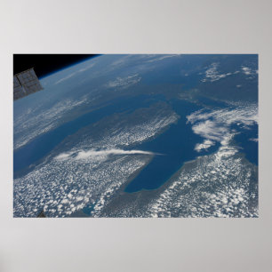Lake Michigan, Lake Huron And State Of Michigan. Poster