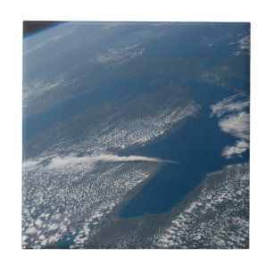 Lake Michigan, Lake Huron And State Of Michigan. Tile