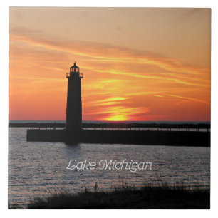 Lake Michigan Lighthouse Tile