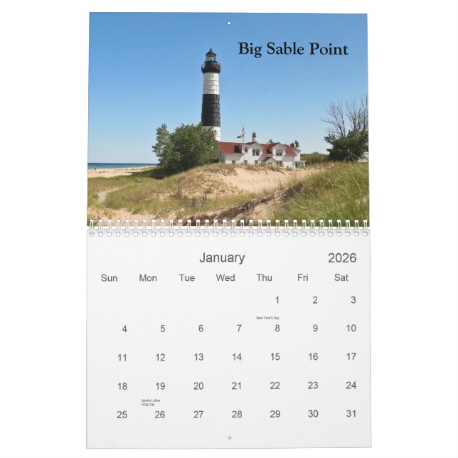 Lake Michigan Lighthouses Calendar (Jan 2026)
