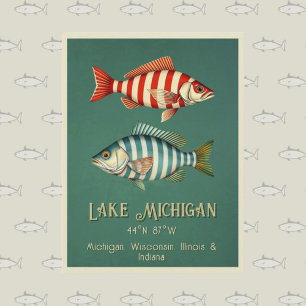 Lake Michigan nautical fish Postcard