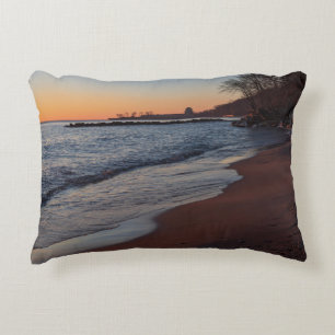 lake michigan north shore milwaukee at daybreak accent pillow