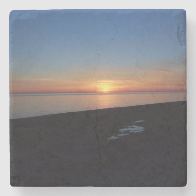 Lake Michigan Sunset Stone Coaster (Front)