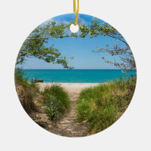 Lake Michigan Tranquillity Ceramic Ornament (Front)