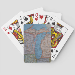 Lake Michigan, UP, WI, MI map in Chinese Playing Cards
