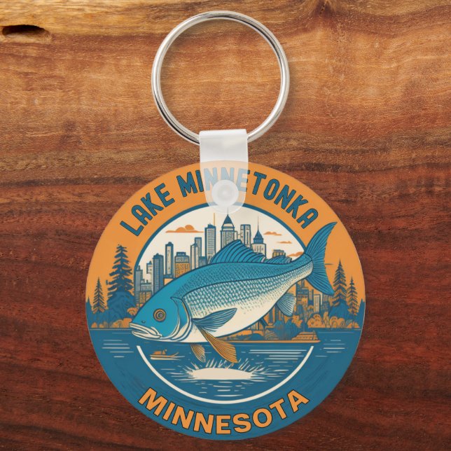  Lake Minnetonka, Minnesota fishing and boating Keychain (Back)