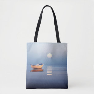 Lake Mist Moon Light Tranquil Peaceful Tote Bag