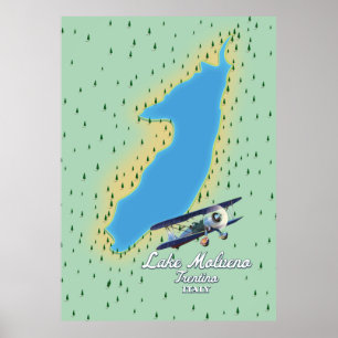 Lake Molveno Italy lake map Poster