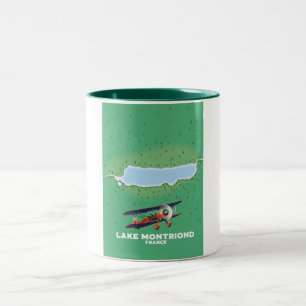 Lake Montriond France vacation poster. Two-Tone Coffee Mug