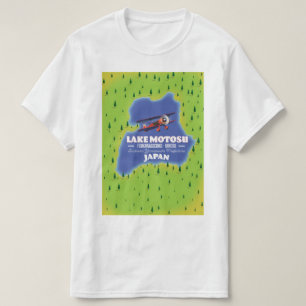Lake Motosu Japanese Travel map. T-Shirt
