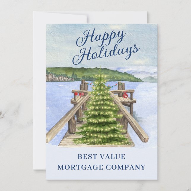 Lake Mountain Dock Business Happy Holidays Card (Front)