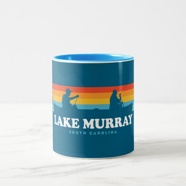 Lake Murray South Carolina Canoe Two-Tone Coffee Mug (Center)