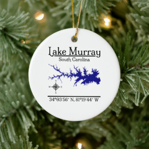 Lake Murray South Carolina Map Coordinates Artwork Ceramic Ornament