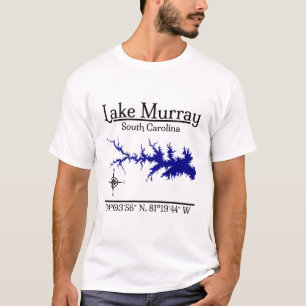 Lake Murray South Carolina Map Coordinates Artwork T-Shirt