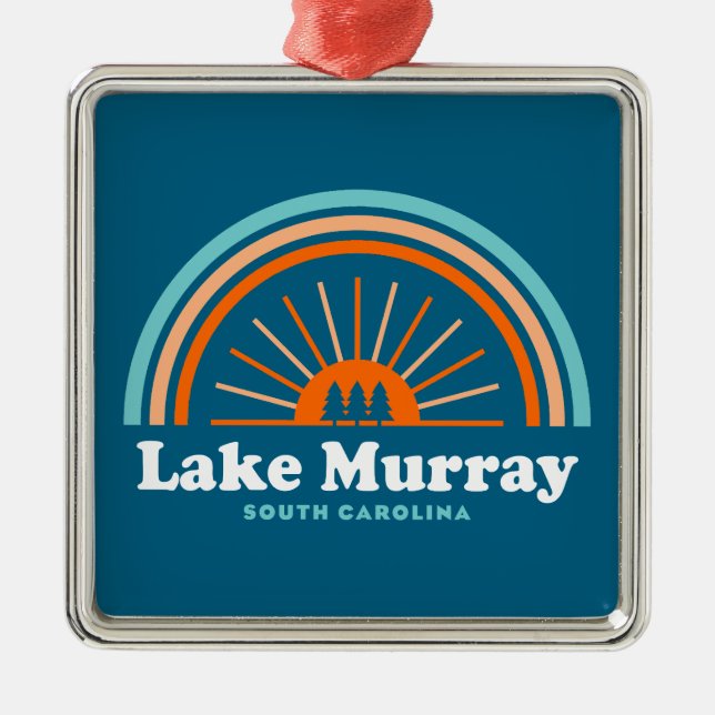 Lake Murray South Carolina Rainbow Metal Ornament (Front)