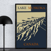 Lake Muskoka Vintage Retro Rowing Water Sport