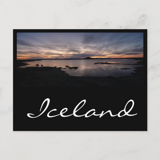 Lake Myvatn black sunset in iceland text postcard (Front)