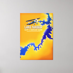 Lake Nasser Egypt and Sudan Map Canvas Print