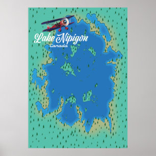 Lake Nipigon Canada map Poster
