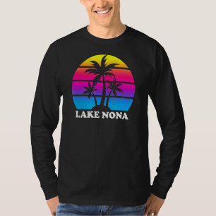 Lake Nona Florida Retro Palm Tree Sunset Vacation  T-Shirt