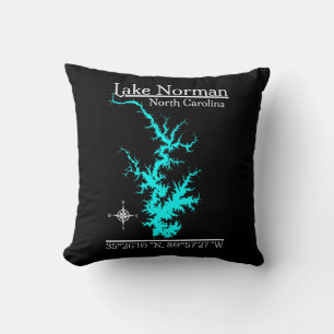 Lake Norman North Carolina Coordinates Throw Pillow