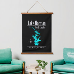 Lake Norman North Carolina Lake Map Wall Tapestry
