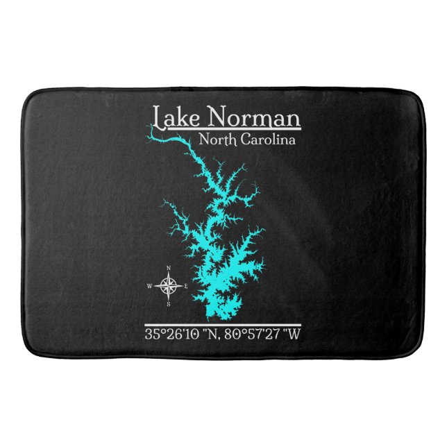 Lake Norman North Carolina Map Coordinates Bath Mat (Front)