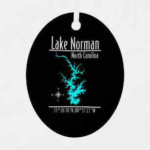 Lake Norman North Carolina Map Coordinates Metal Ornament