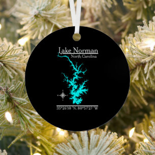 Lake Norman North Carolina Map Coordinates Metal Ornament