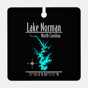 Lake Norman North Carolina Map Coordinates Metal Ornament