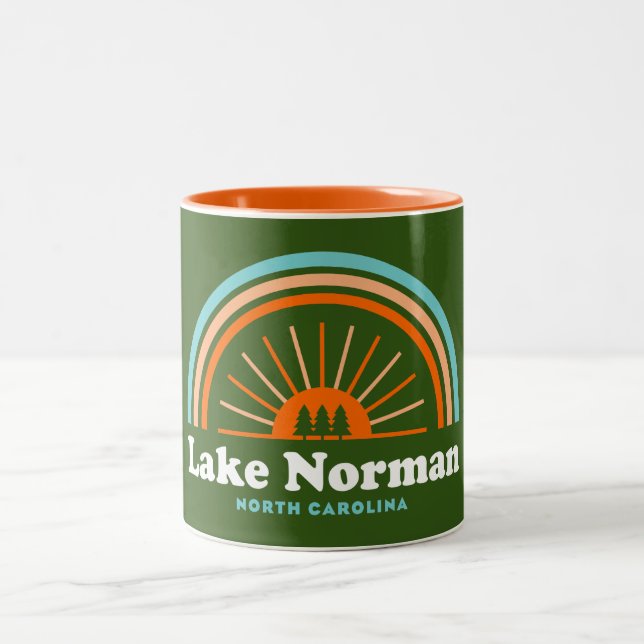 Lake Norman North Carolina Rainbow Two-Tone Coffee Mug (Center)