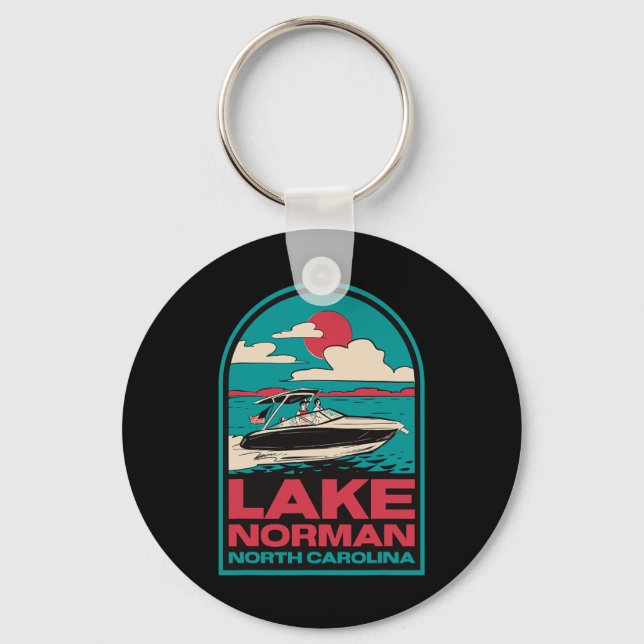 Lake Norman Retro Boating Nc  Keychain (Front)