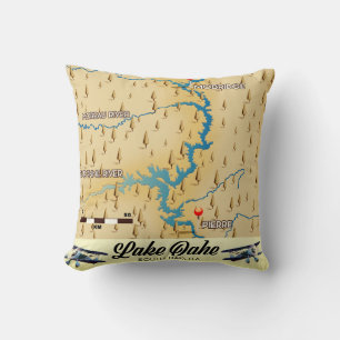 Lake Oahe South Dakota map Throw Pillow